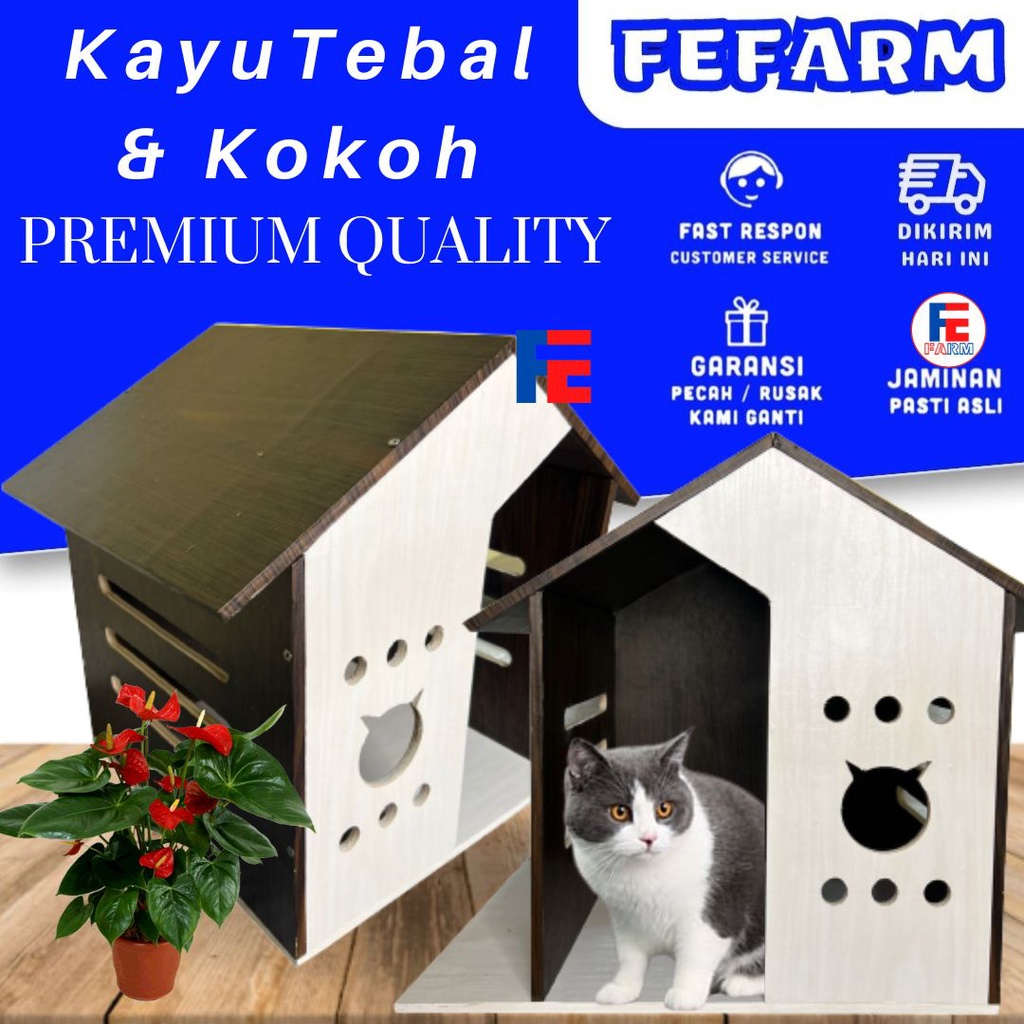 Rumah Kucing Besar dan Tebal Model Stylish Premium Quality Desain Unik Hewan Peliharaan FEFARM