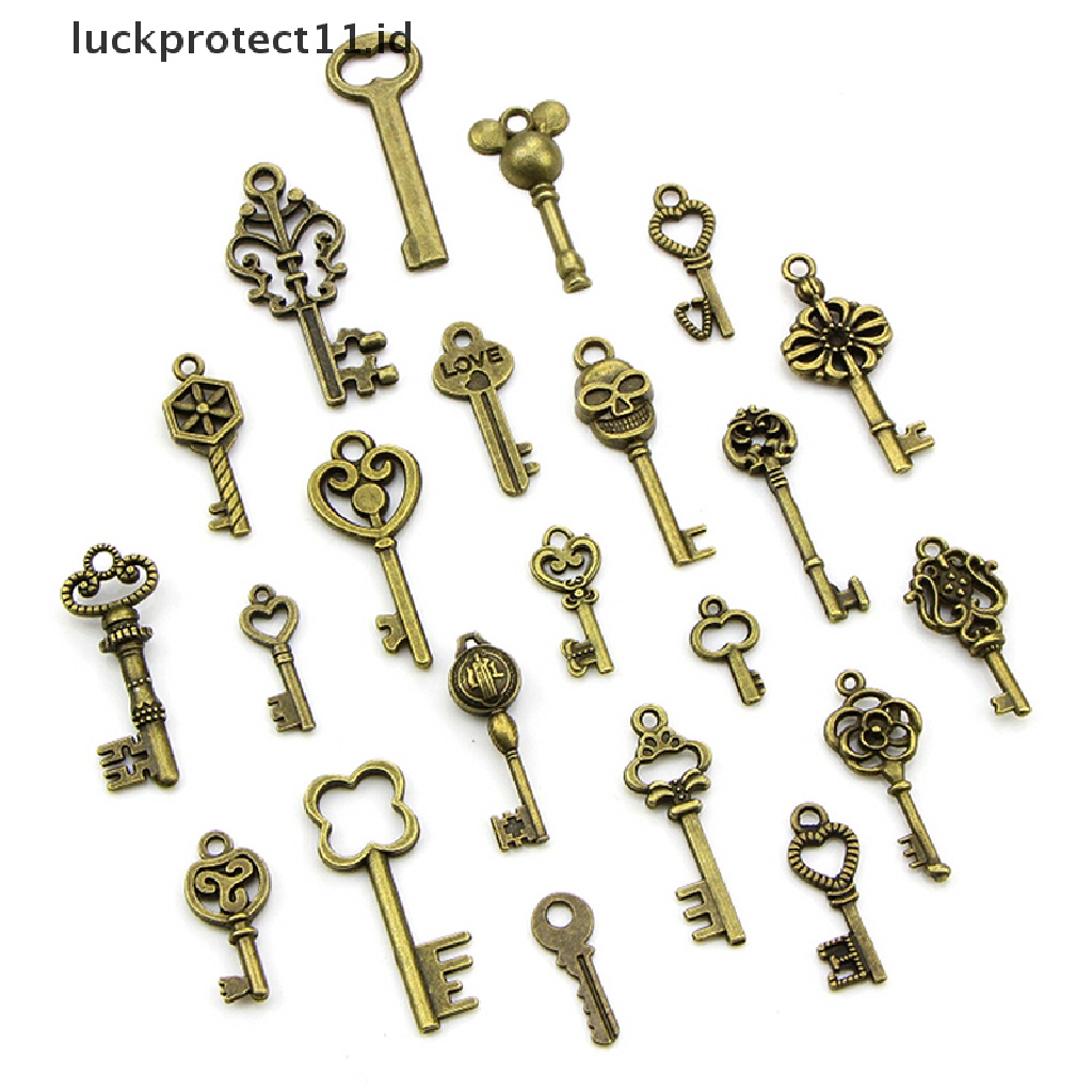 50 Pcs Liontin Kunci Campur Gaya Vintage Steampunk Bahan Perunggu Untuk Perhiasan