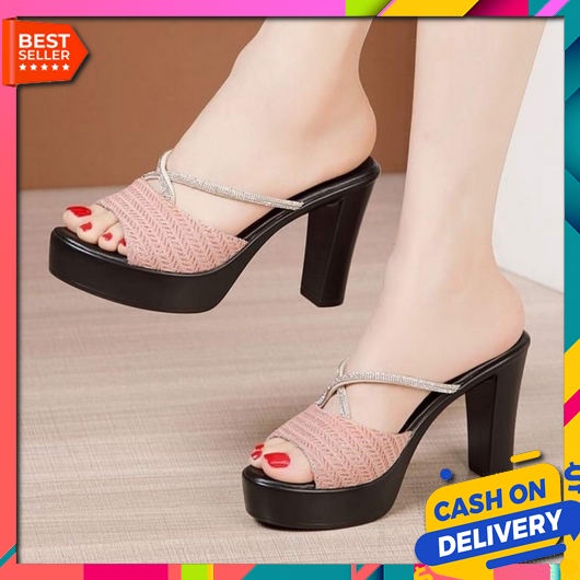 Sandal Remaja Natalan Cewek Wejes Dewasa Pesta Kantoran Bridesmaid Hak Tinggi Selop Branded Wanita S
