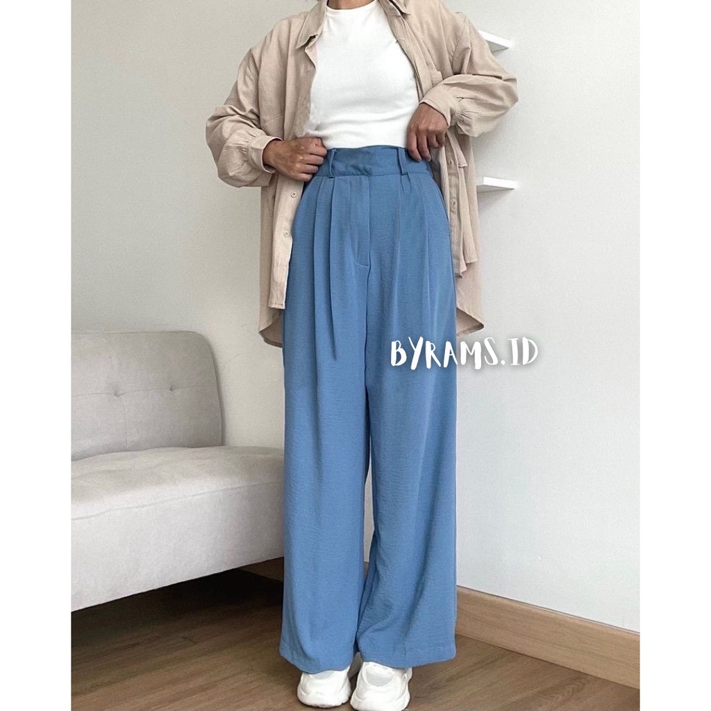 Celana Kulot Crinkle Highwaist Wanita Loose Cullote Pants