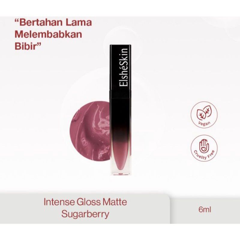 ELSHESKIN Intense Gloss Matte Lip Cream Shade Sugarberry 6 ml (New Full Size ORI)