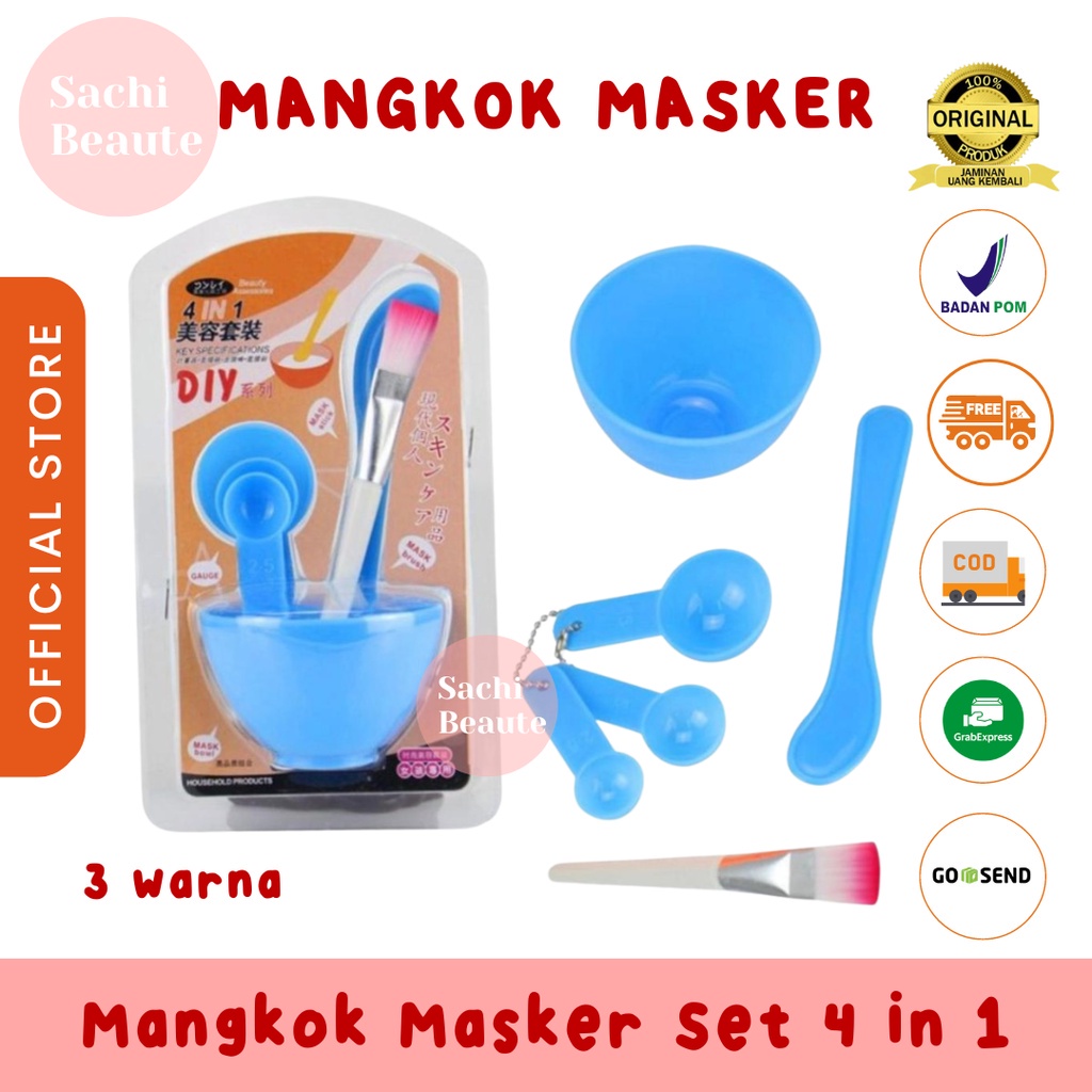 Alat Satu Set Kuas Mangkok Masker Wajah Mask Bowl 4 In 1 Mangkok Set Plus