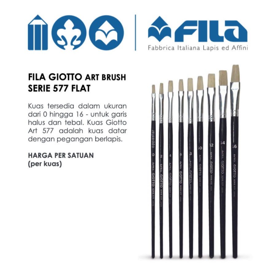 

Kuas Lukis Fila Giotto Brushes Art Serie 577 Flat Brush Rata Kuas Murah