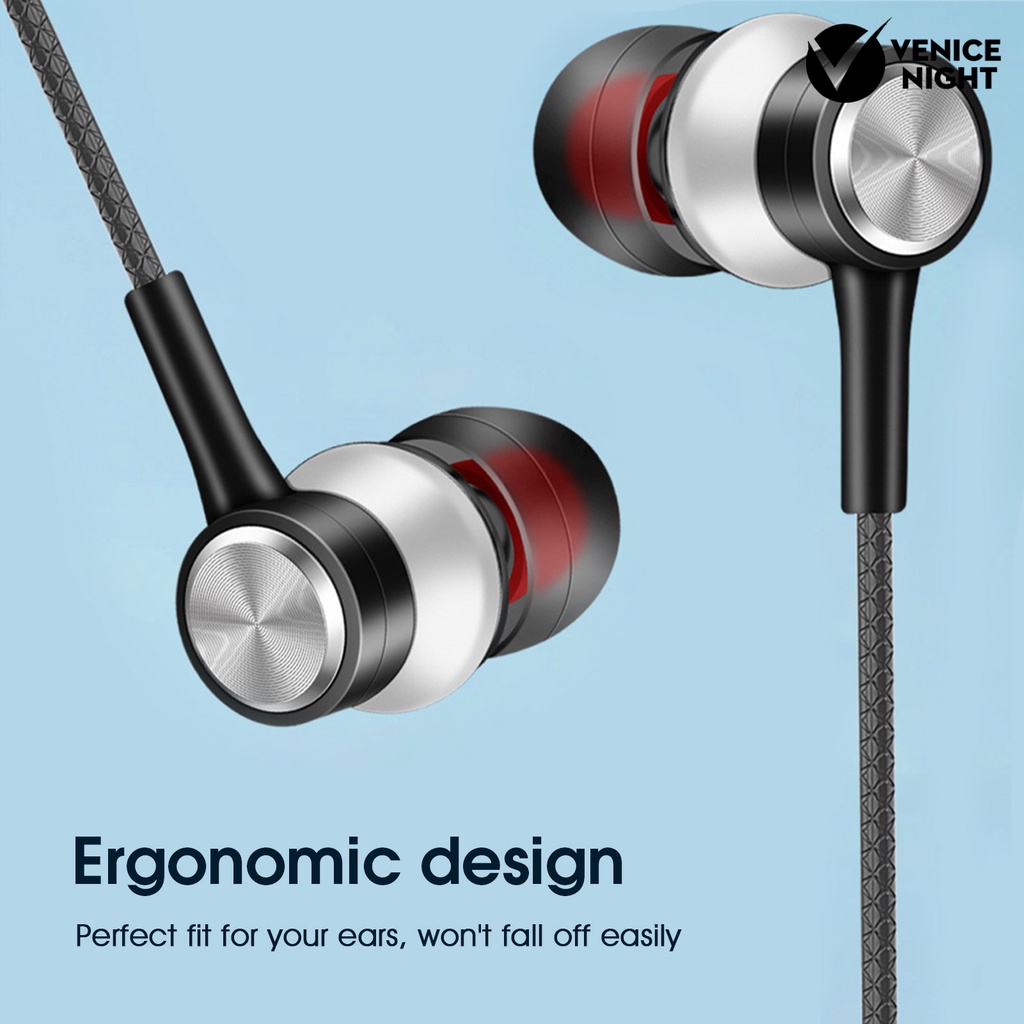 (VNEP) (Berkabel) HY-7 Earphone In-ear Heavy Bass Dual Drive 3.5mm Sport Gaming Headset dengan Mic untuk Ponsel