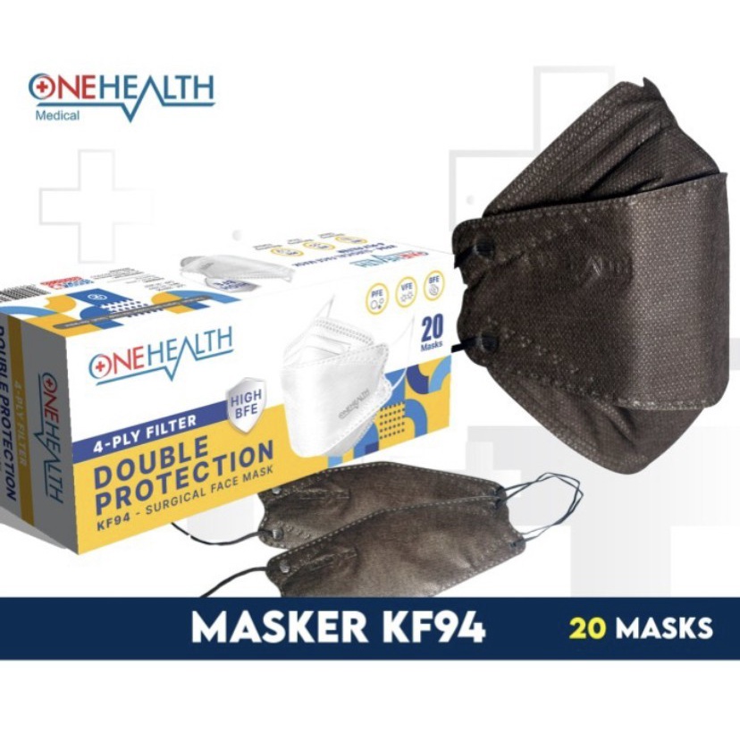 Masker Cantol Medis Onehealth KF94 4ply HITAM Mask KF94 Earloop One Health