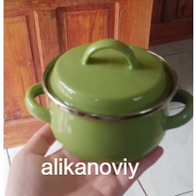 Panci minipot 12cm Hijau Enamel kecil