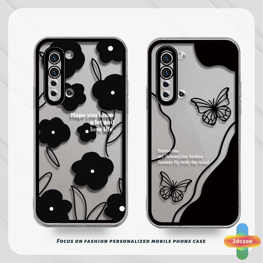 Cute Three Black Butterfly Soft Case Realme C21 C31 C35 C25 C11 2021 C21Y C15 C20 C3 C12 C2 C25S 5S 5 5S 5i C17 7i C1 C25Y C2 C3i 6i C20A  Narzo 20 10 10A 20A 30A A7 A5S A15 A16 Lucu Shockproof Wavy Edge Soft Sarung