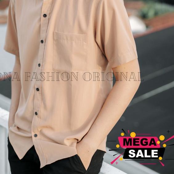 Kemeja Koko Pria Lengan Pendek Katun | Baju Koko Pria Polos baju murah - Mocca, M