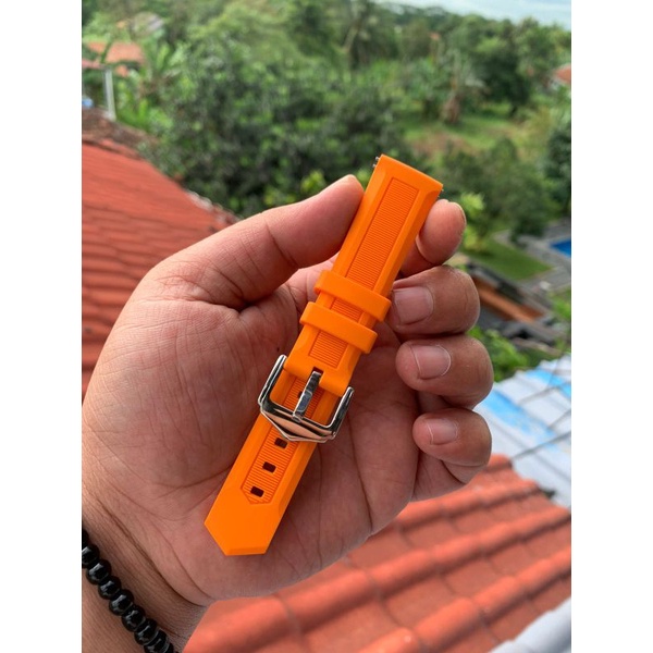 Strap Tali jam Tangan Silicon Oren Size 20MM model keren