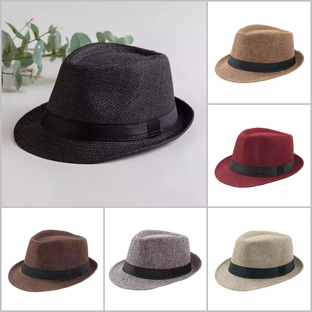 Fedora Hat Koboi Topi Jazz Knitted Gaya Kasual Dengan Lis Elegan Premi Fedora Hat Koboi Topi Jazz Kn