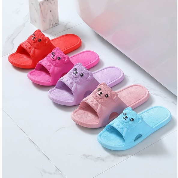 BV.ID SD839 Sandal Slop Tapak Karet Tebal Karakter Bear Slip On Sendal Rumah Karet Korea