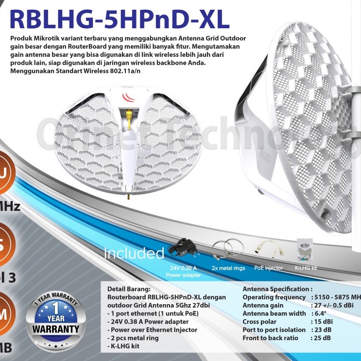 Mikrotik Embedded Wireless RBLHG-5HPnD-XL