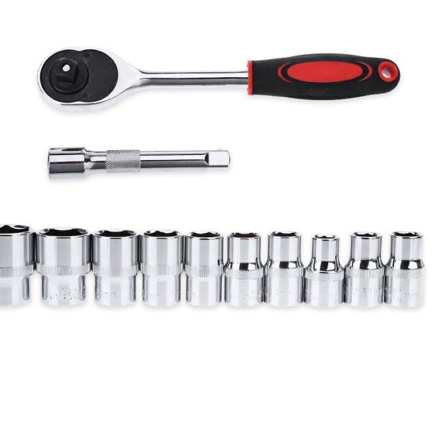 Set Kunci Ring Pas CR-V Drive Socket Set 1/4 Set Kunci Shock 12 PCS