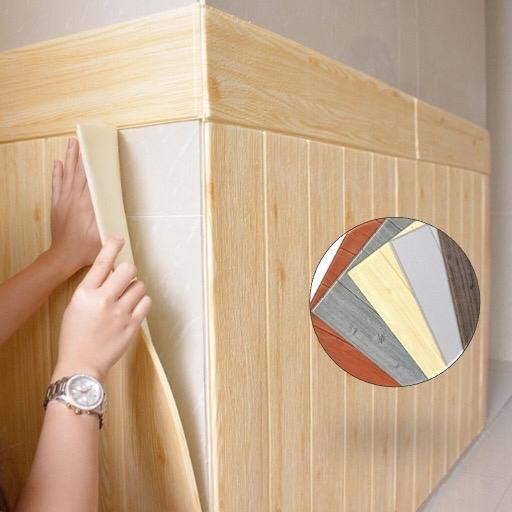 Wallpaper Dinding Foam 3D Motif Kayu Dekorasi Rumah