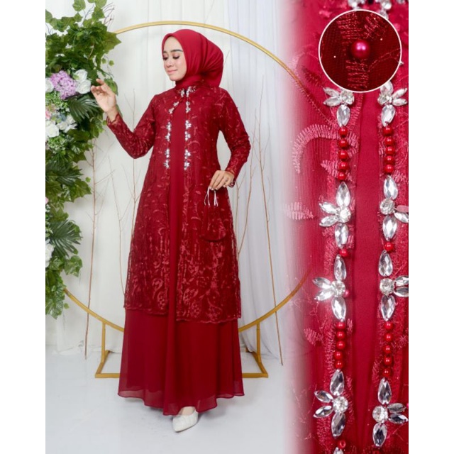 GAMIS CINDERELLA // BAHAN TILLE BORDIR MUTIARA MIX CERUTY // BAJU PESTA // KEBAYA MODERN // KEBAYA WISUDA // By Novie