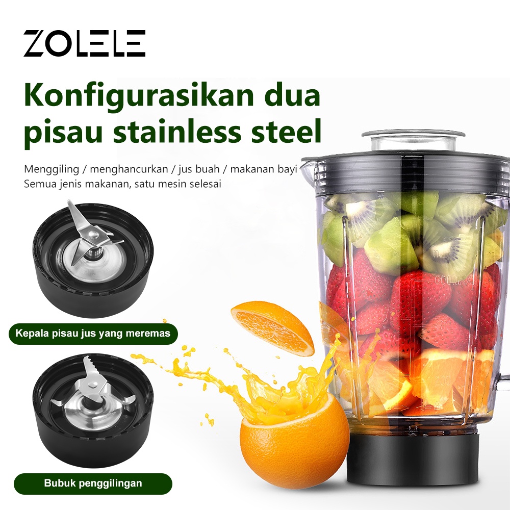 ZOLELE Blender Juicer 3 in 1 Multi Pressed Fruit Juicer Portable Pembuat Jus Sharp Ampas Juicer Mixer Elektrik ZI101