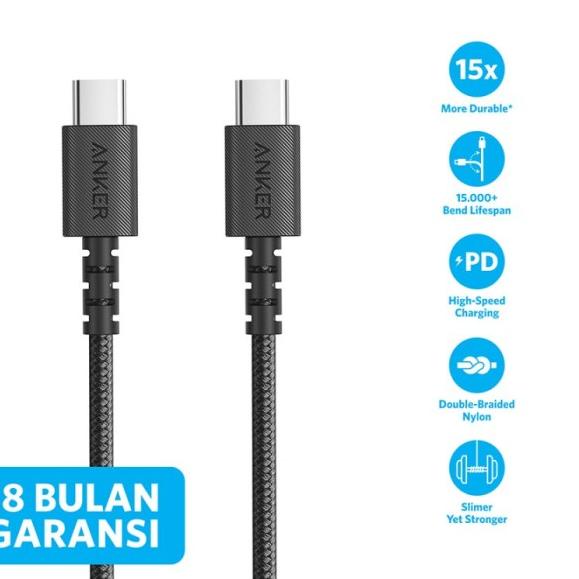 Kabel Charger Anker Powerline Select+ C to C 2.0 3ft - A8032 - Hitam