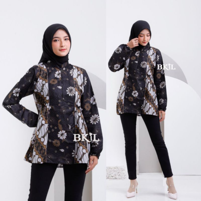 Atasan Blouse Batik Wanita Kerja- Blus Batik-Fashion Wanita Modern