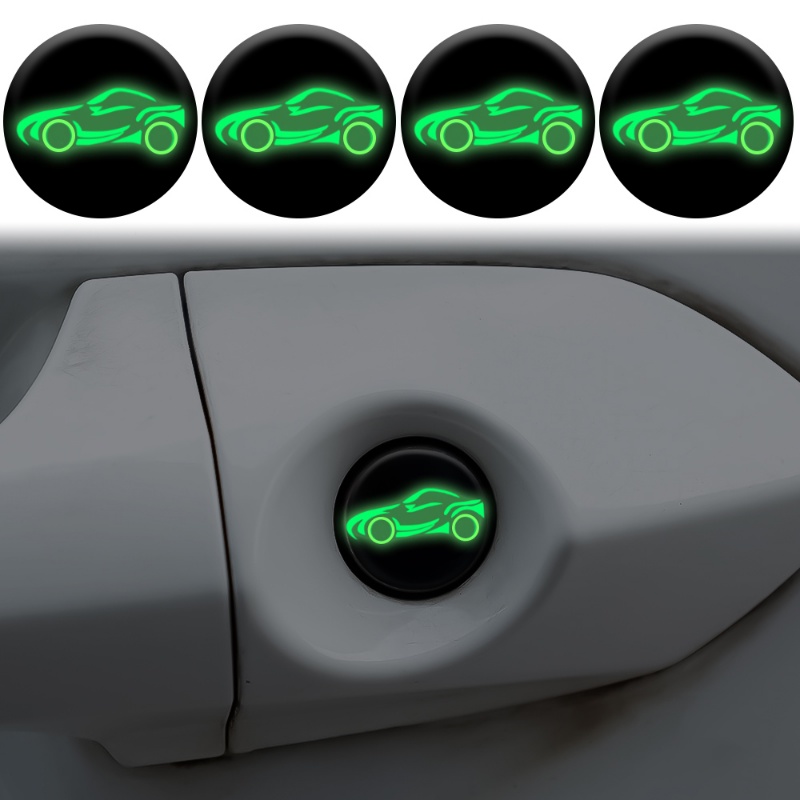 4 Pcs Stiker Pelindung Lubang Kunci Pintu Mobil Luminous Anti Debu