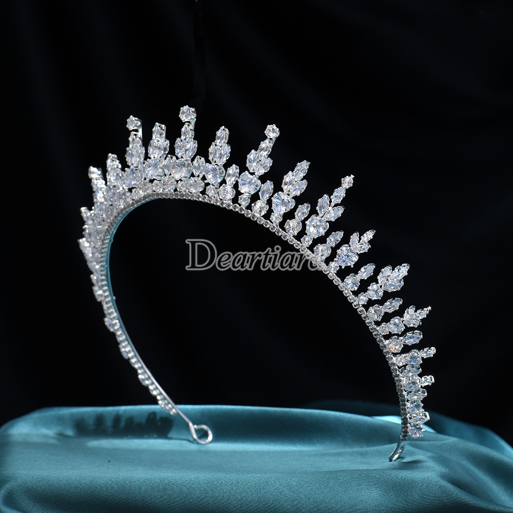 Mahkota Tiara Hias Kristal Zircon Mewah Untuk Aksesoris Rambut Pengantin Wanita