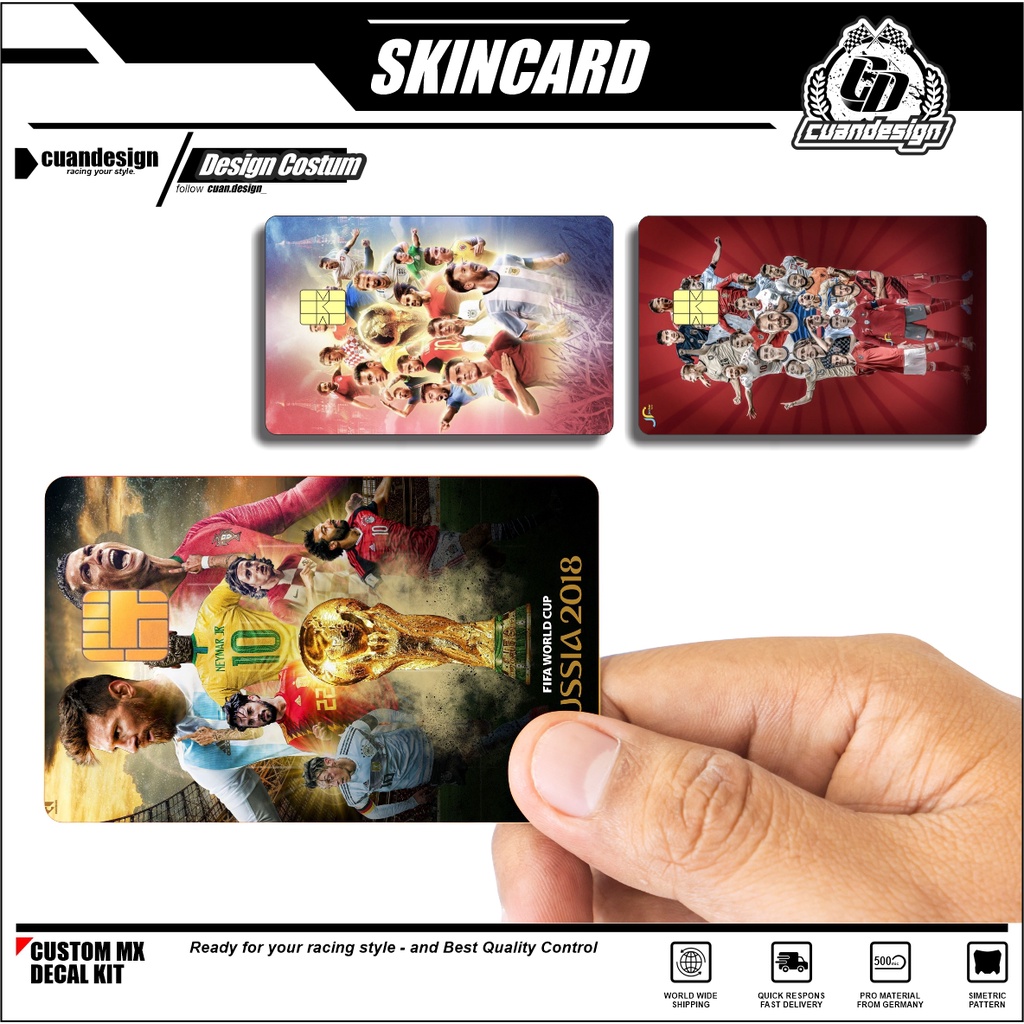 WORLD CUP 2022 QATAR PIALA DUNIA QATAR STIKER PELINDUNG KARTU SKIN CARD ATM SIM KTP E-MONEY STICKER 