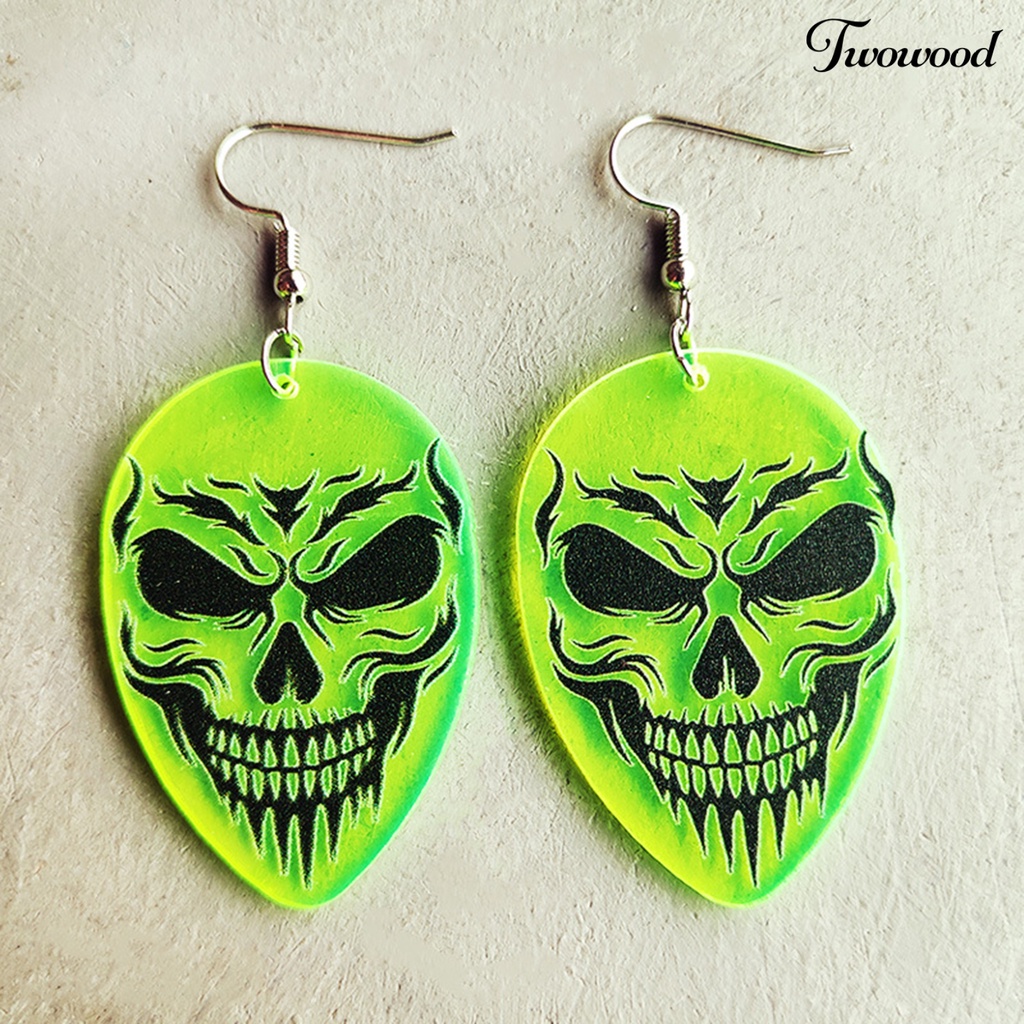 1 Pasang Anting Geometris Desain Tengkorak UFO Penyihir Untuk Pesta Halloween