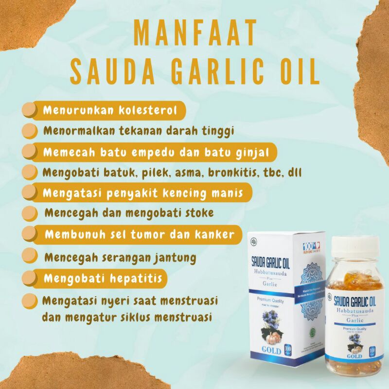 Sauda Garlic Oil 100 Kapsul Habbatussauda Oil Habbat Garlic Oil Gold Kolestrol Dan Lemak Darah