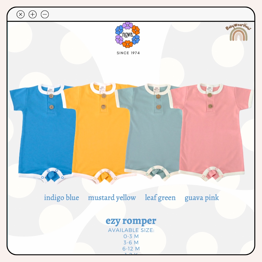 Baju Jumpsuit Bayi Nova - Ezy Romper - Baby new born 0 - 3 bulan