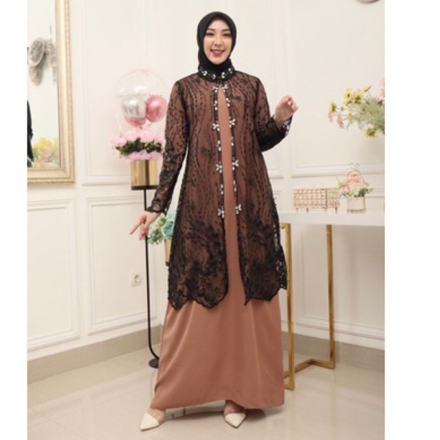 ALMEERA DRESS / DRESS CARDIGAN LEPAS PASANG / GAMIS PESTA MEWAH / DRESS PESTA / GAMIS KEKINIAN / GAM
