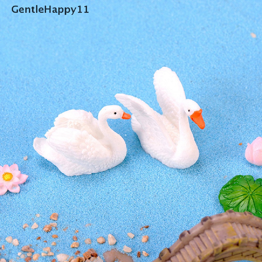 Gentlehappy Resin Swan Miniatur Patung Peri Taman Dekorasi Rumah Boneka Lanskap Mikro id