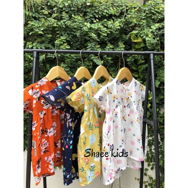 SHAEE KIDS - Dress Anak Kimono Flower Rayon Dress Premium 6bln-1tahun