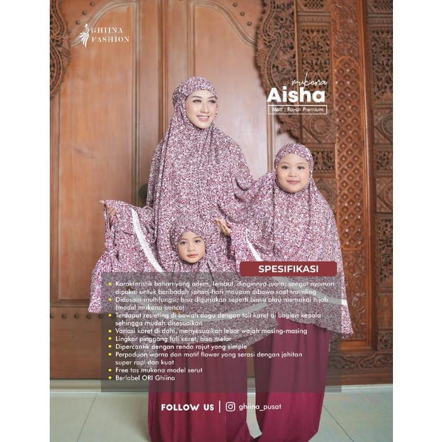 Cod✓ ready stok✓Mukena Couple ibu dan anak rayon premium terbaru 2022✓Mukena aisha by ghina fashion