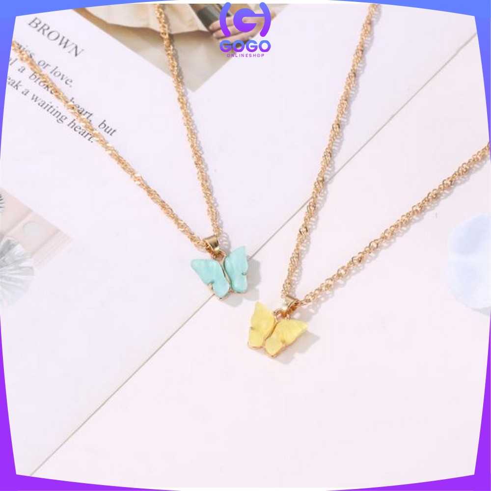 GOGO-K76 Kalung Kupu Kupu Butterfly Kalung Rantai Akrilik Kupu Kupu Korean Fashion Kalung Rantai Wanita Aesthetic Import Ala Korea