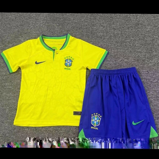 jersey   JERSEY BAJU BOLA ANAK BRAZIL HOME KIDS WORLD_CUP 2022 GRADE ORI - 16(M6I1) jersey basket BA