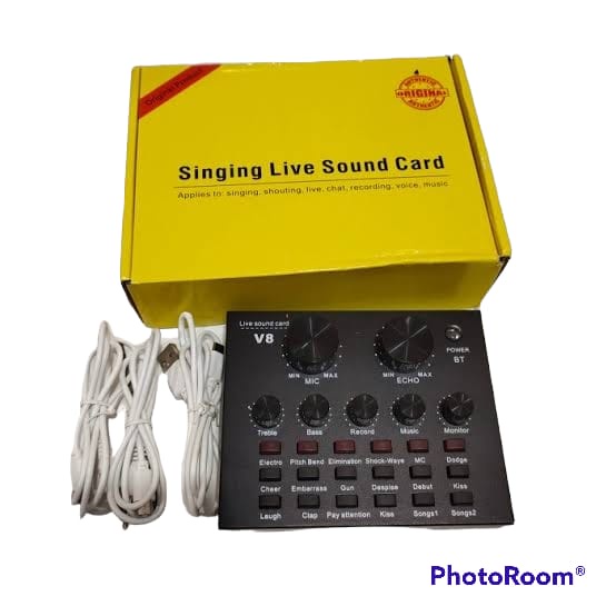 Alat karoke dirumah saja TaffSTUDIO Bluetooth Audio USB External Soundcard Broadcast Mic - V8S Bluetooth Audio USB External Soundcard Broadcast Microphone - V8 dan mic advance 202 2 mic wireless