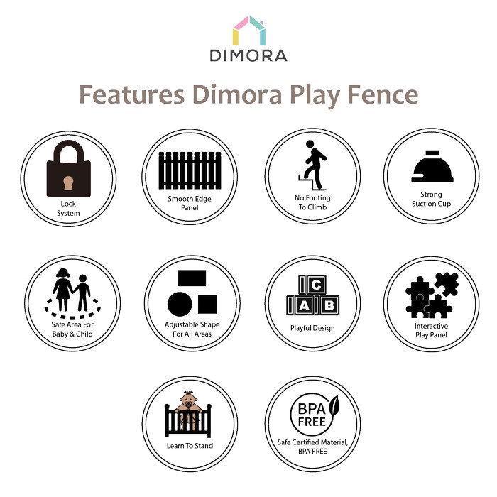 DIMORA FAIRYTALE 8 PANEL + 1 PLAY + 1 DOOR / GRAY &amp; WHITE COLOR PANEL