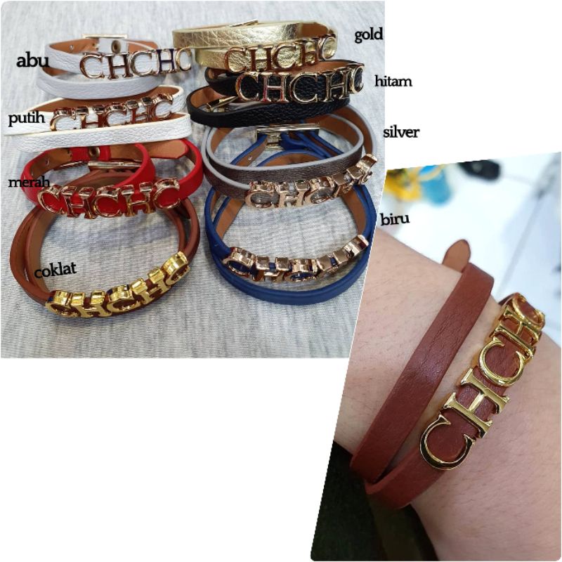 Gelang kulit lilit CH4N3L  /Gelang branded wanita kualitas import 0787w