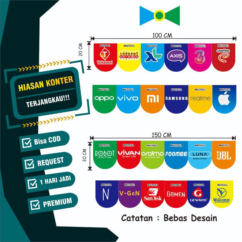 Desain Bebas Request Spanduk Hiasan Konter Pulsa Banner Bendera Konter Pulsa