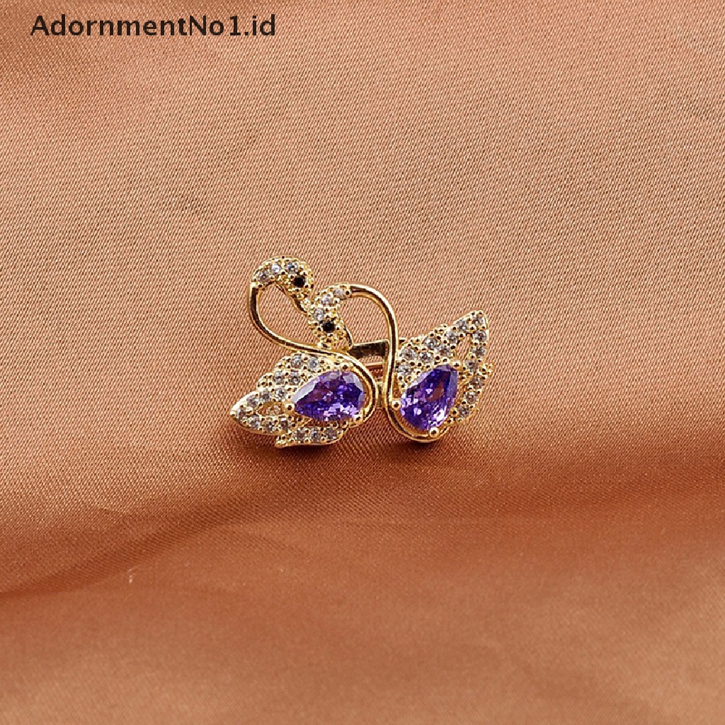 1pc Bros Pin Bentuk Angsa Hias Kristal Zircon Aksesoris Scarf Wanita Untuk Pesta / Kantor