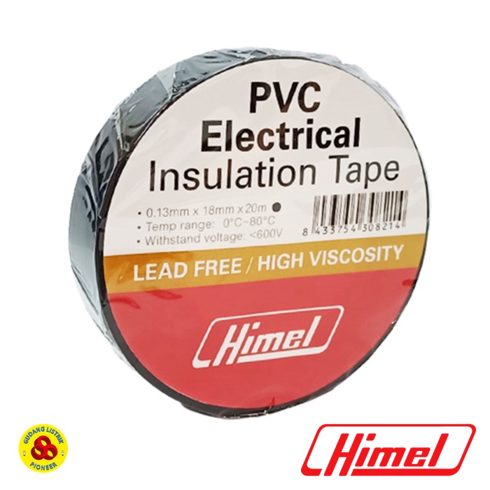 Himel Isolasi Kabel Listrik Warna Hitam 20 Meter PVC Insulation Electrical Tape