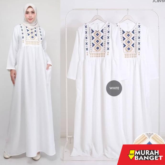 model gamis kombinasi polos terbaru 2022 Shaima Dress / Gamis Putih / Gamis Terbaru 2022 /Gamis Bord