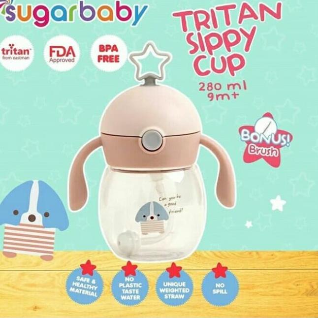 Sugar Baby TRITAN Sippy Cup Star (280 ml , 9 mo+) - Soft Pink