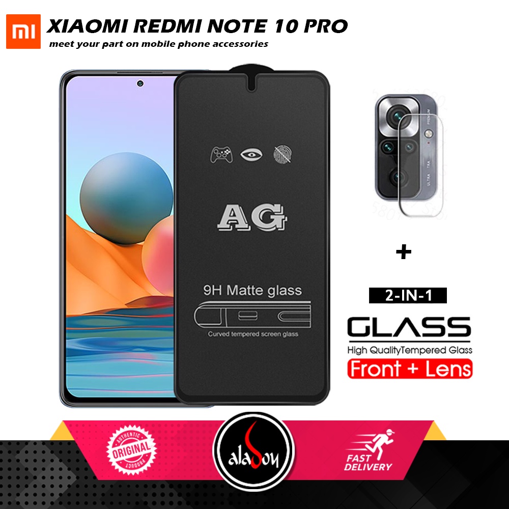 Xiaomi Redmi Note 10 Pro PAKET 2IN1 Tempered Glass Matte Anti Glare Full Layar dan Tempered Glass Kamera