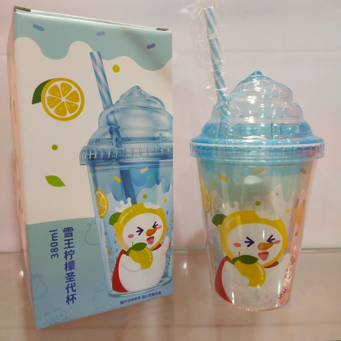 [HARGA PROMO] Mixue Gelas Minum 380Ml - Tumbler Model Ice Cream - Biru LIMITED