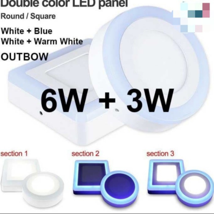 downlight outbow 2 warna 6w + 3w led panel outbow 6 watt led plafon