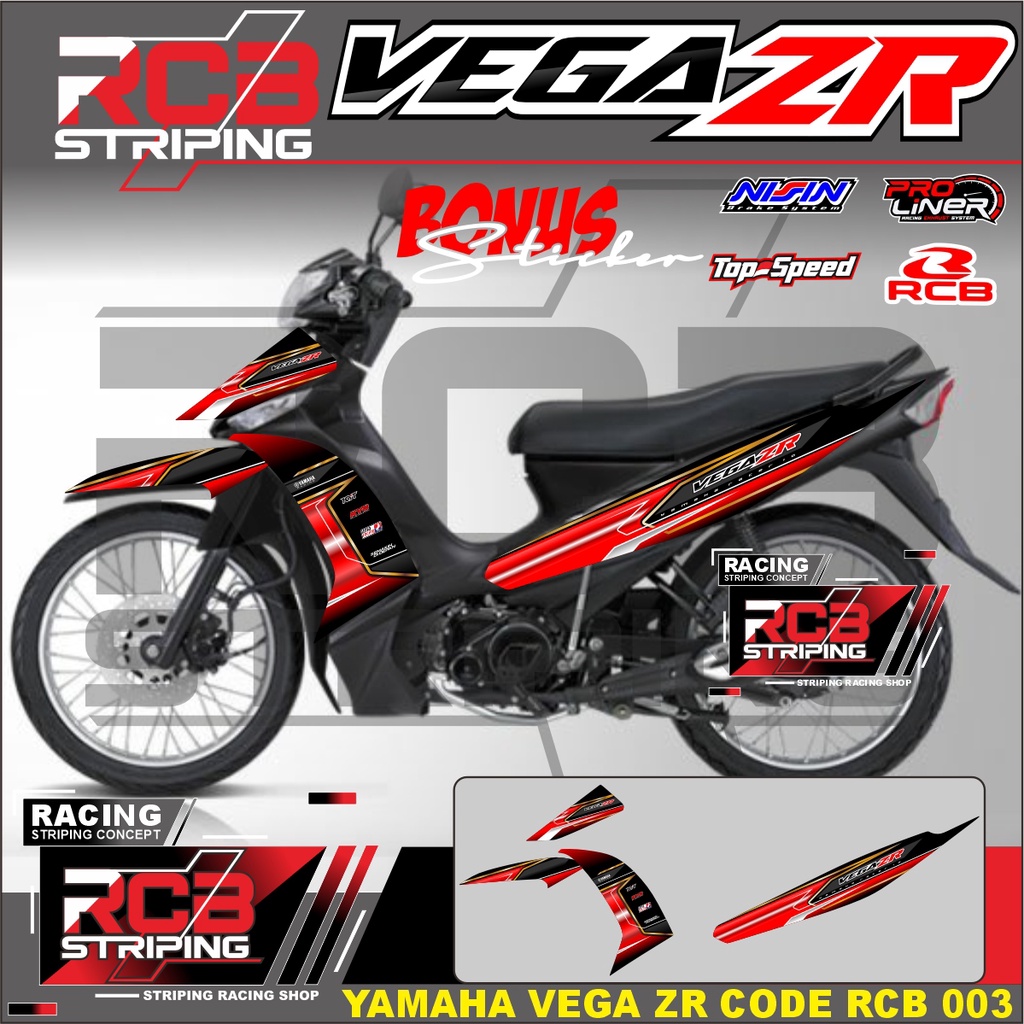 sticker Striping List Variasi Vega ZR Stiker Striping Aksesoris Motor Vega ZR Motif Racing RCB 003