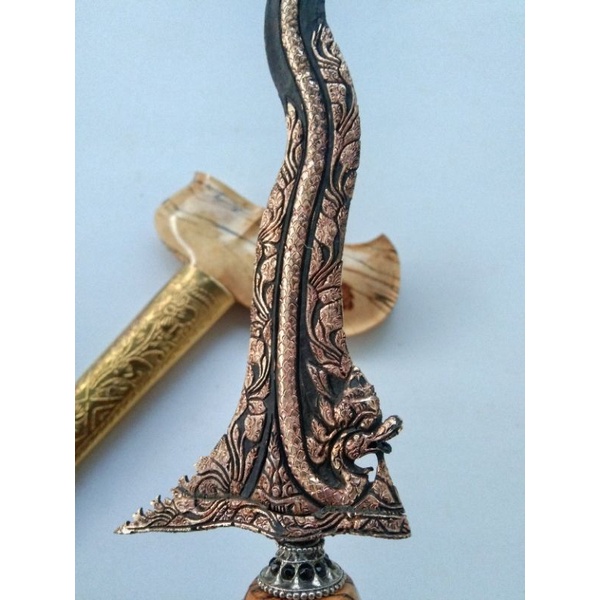 Keris Nogo Sosro Kinatah Kuningan Sepuh Emas