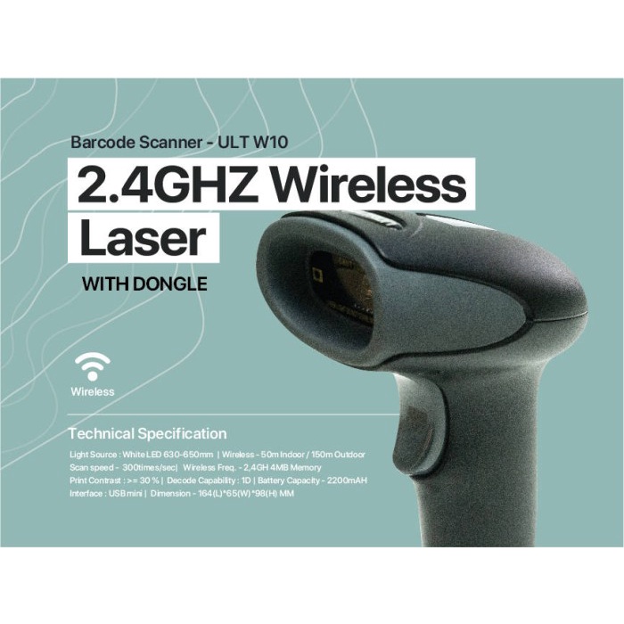 Barcode Scanner IWare 1D ULT-W10 Ultron W10 Scanner Wireless 2.4Ghz