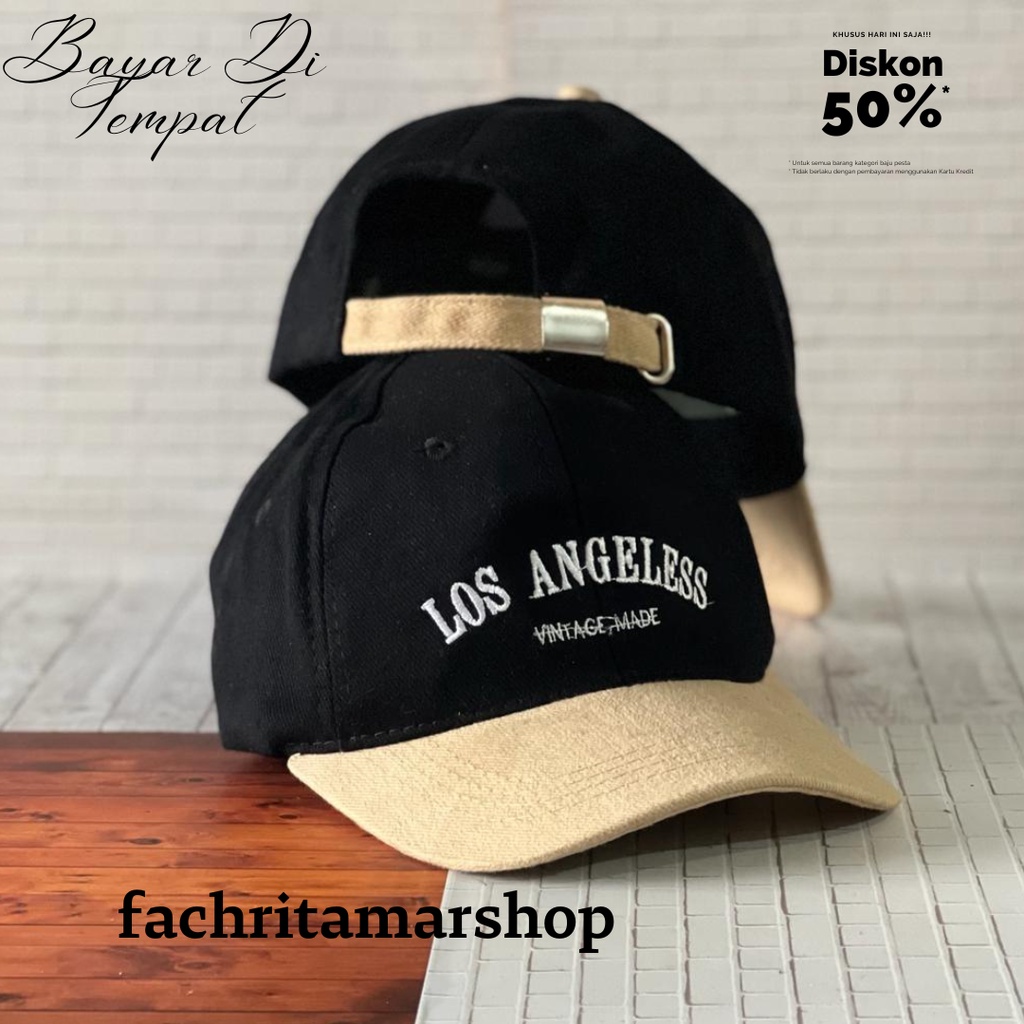 Topi Baseball Unisex Cap Bordir LA Vintage Made Cakop Besi