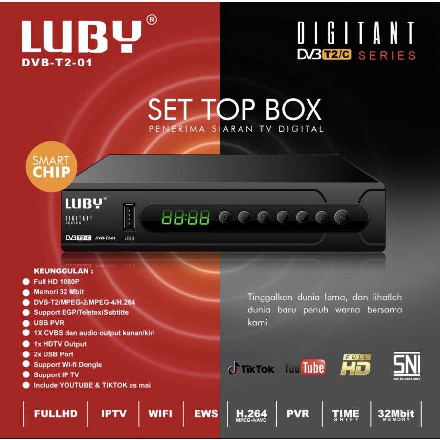 SET TOP BOX LUBY DVB T2 01 TV DIGITAL TV STB DT2-01 ORIGINAL LUBY